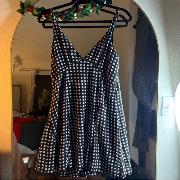 Abercrombie & Fitch Black Mini Dress with White Polka Dots - Picture 6 of 7